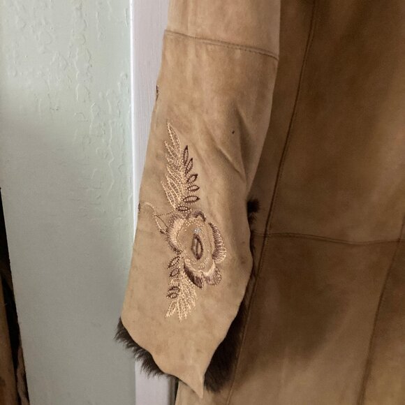 NWOT Embroidered Shearing Afghan Penny lane 100% GOAT SKIN Arden B. Women coat M - Picture 9 of 11
